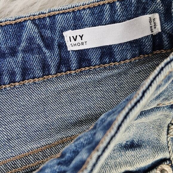 New Dear John Ivy Shorts Size 33 High Rise Distressed Denim Cutoff Short Raw Hem - Picture 9 of 13